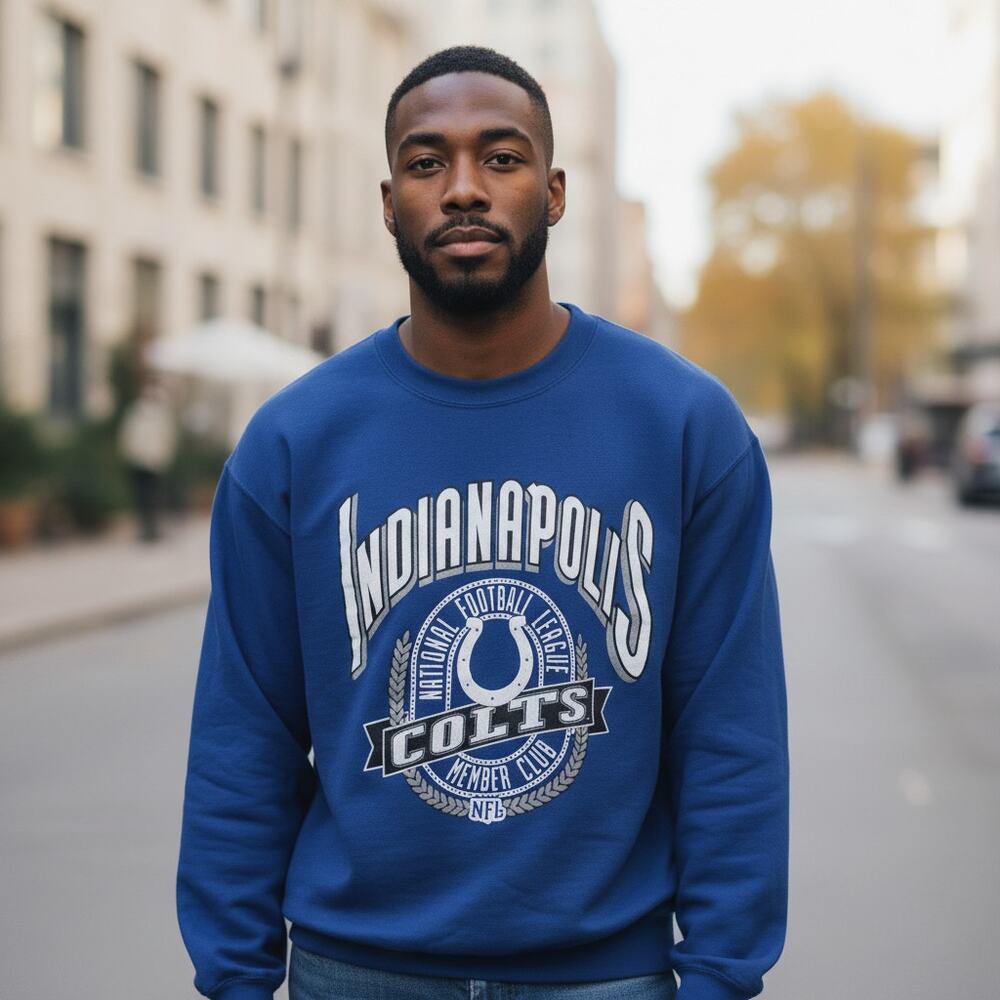 Vintage 90s Indianapolis Colts Football Crew Neck Sweatshirt Mens Large Blue